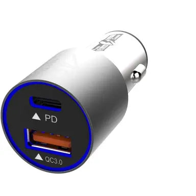 شاحن سيارة سريع من أدونيت بمنفذ USB-C PD بقوة 18 واط مع شحن سريع 3.0 5 فولت 3 أمبير ومنفذ USB-C في محول شحن السيارة
