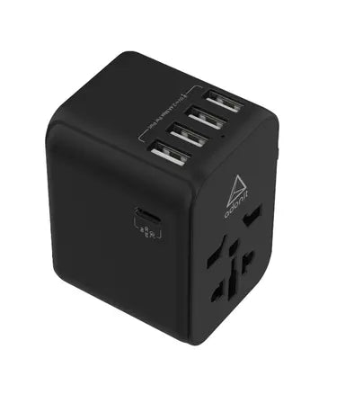 محول عالمي من أدونيت 4A1C شاحن حائط دولي PD 30 واط 4 منافذ USB A 1 USB C أسود