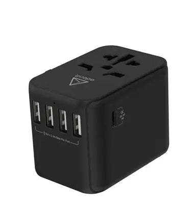 محول عالمي من أدونيت 4A1C شاحن حائط دولي PD 30 واط 4 منافذ USB A 1 USB C أسود