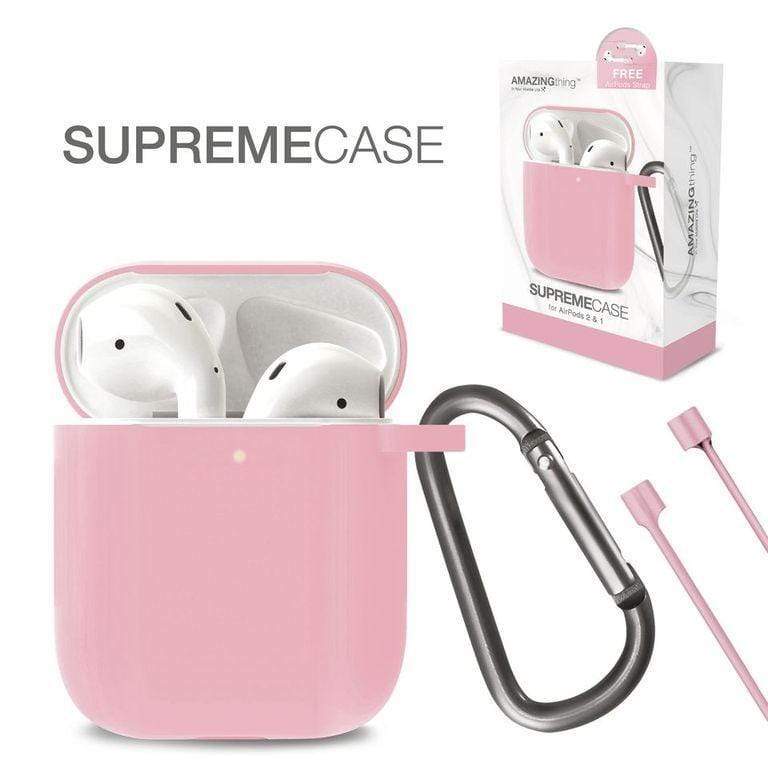 AMAZINGTHING في SupremeCase Flow لسماعات AirPods 2 1 مع حلقة تثبيت باللون الوردي 