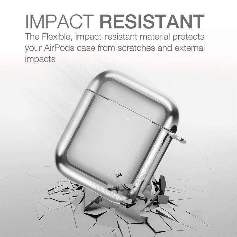 غطاء AMAZINGTHING من SupremeCase صلب لسماعات AirPods مع حلقة تثبيت باللون الرمادي الفضائي