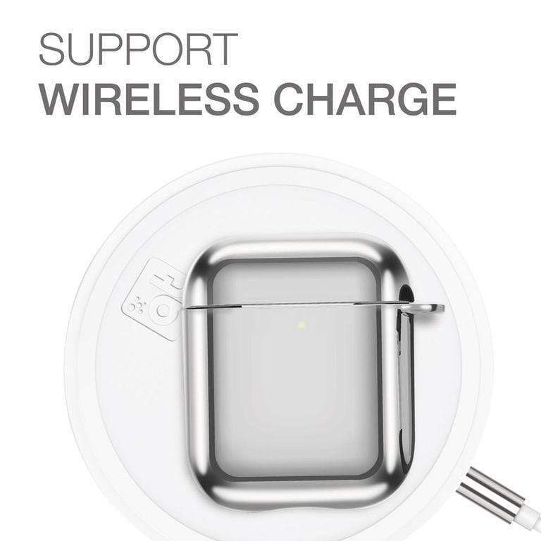 غطاء AMAZINGTHING من SupremeCase صلب لسماعات AirPods مع حلقة تثبيت باللون الرمادي الفضائي
