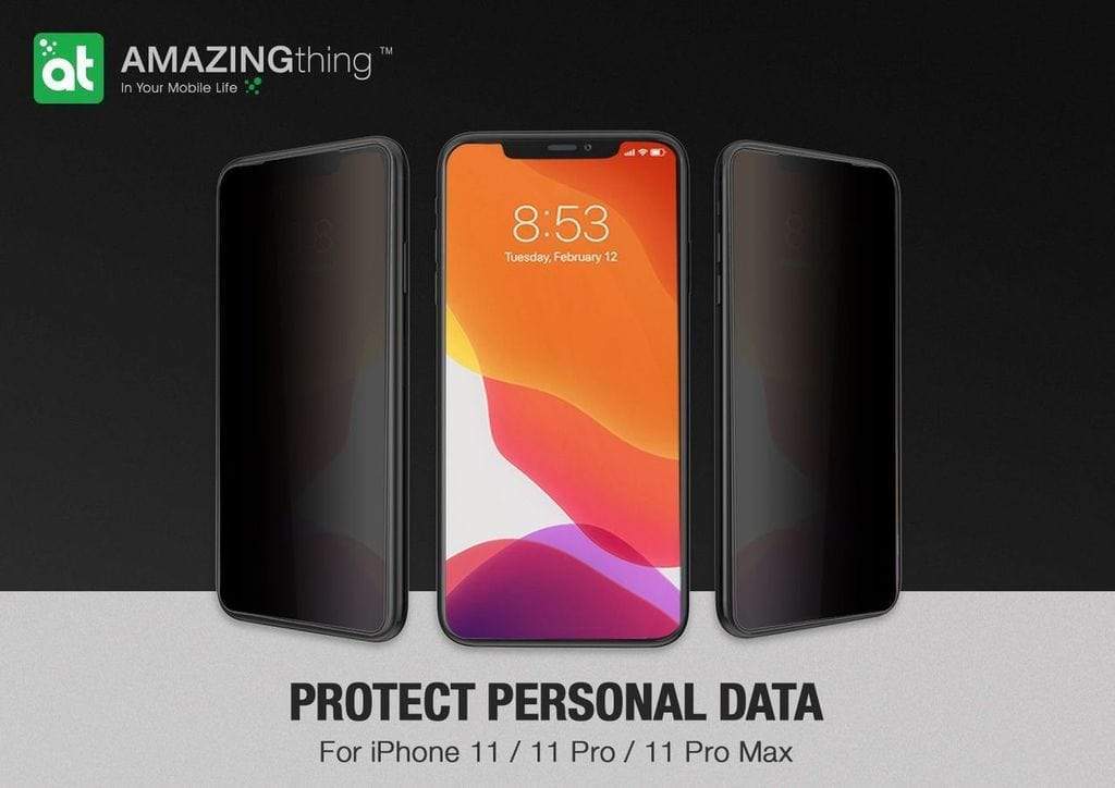 واقي شاشة AMAZINGTHING - لهاتف iPhone XI مقاس 5.8 بوصة، زجاج 0.3 متر 2.5D لحماية الخصوصية - أسود