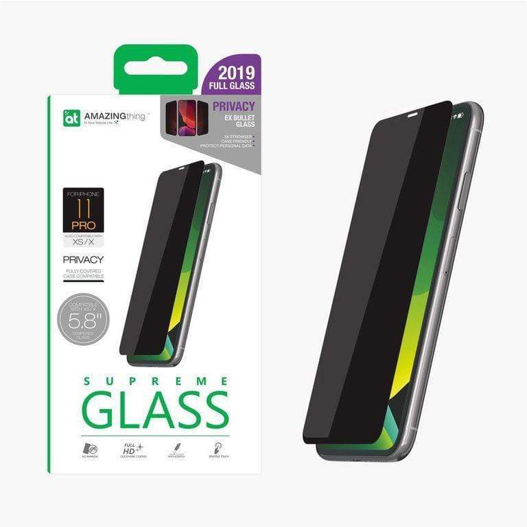 واقي شاشة AMAZINGTHING - لهاتف iPhone XI مقاس 5.8 بوصة، زجاج 0.3 متر 2.5D لحماية الخصوصية - أسود