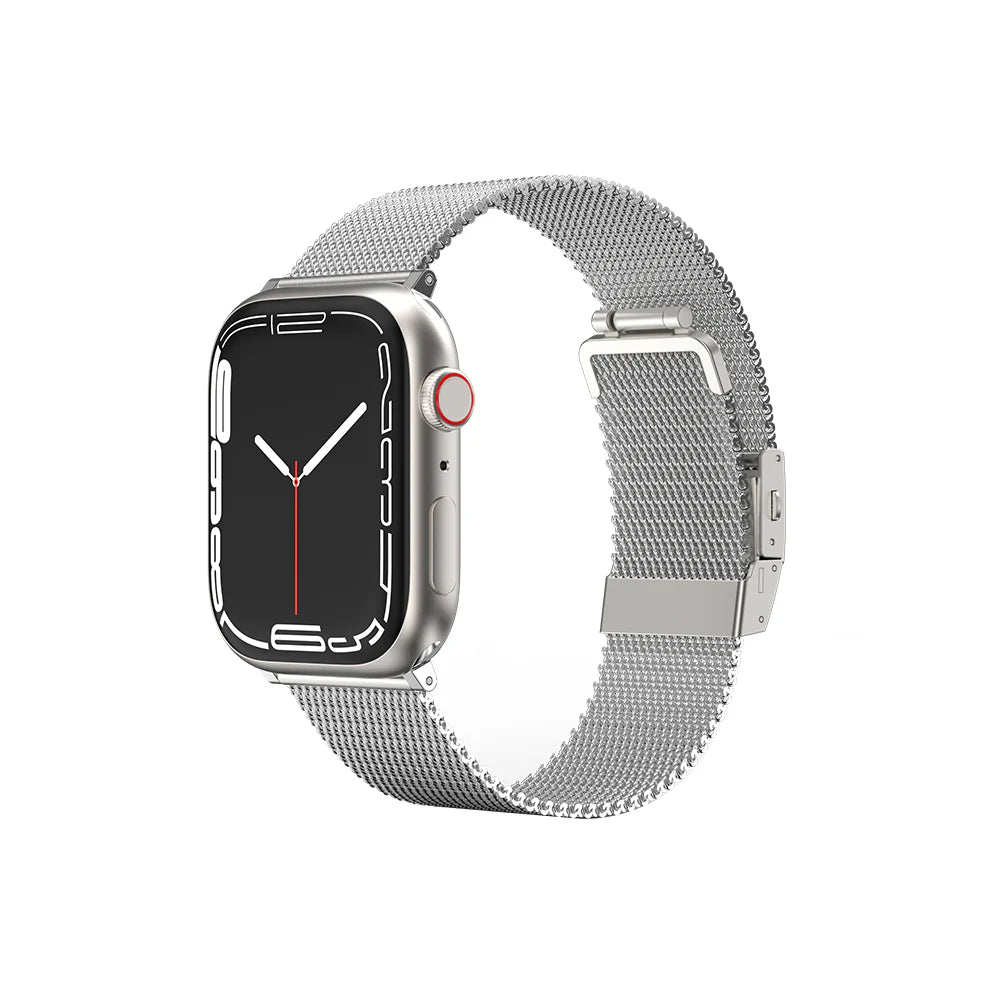 سوار شبكي معدني من Amazingthing Titan لساعة Apple Watch 10 مقاس 42 مم فضي