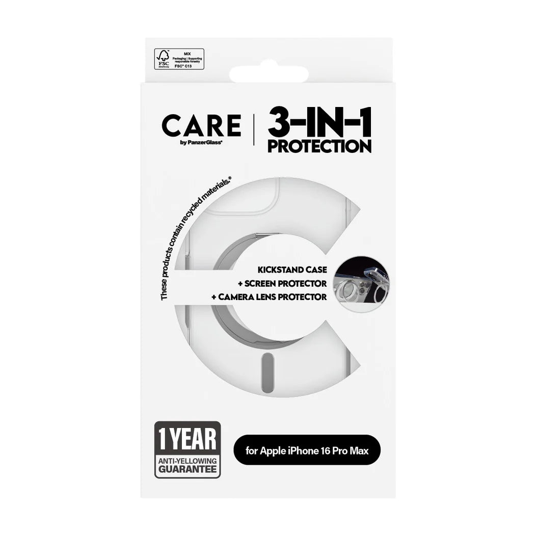 مجموعة CARE by PanzerGlass® 3 في 1 من السيراميك لهاتف iPhone 16 Pro Max