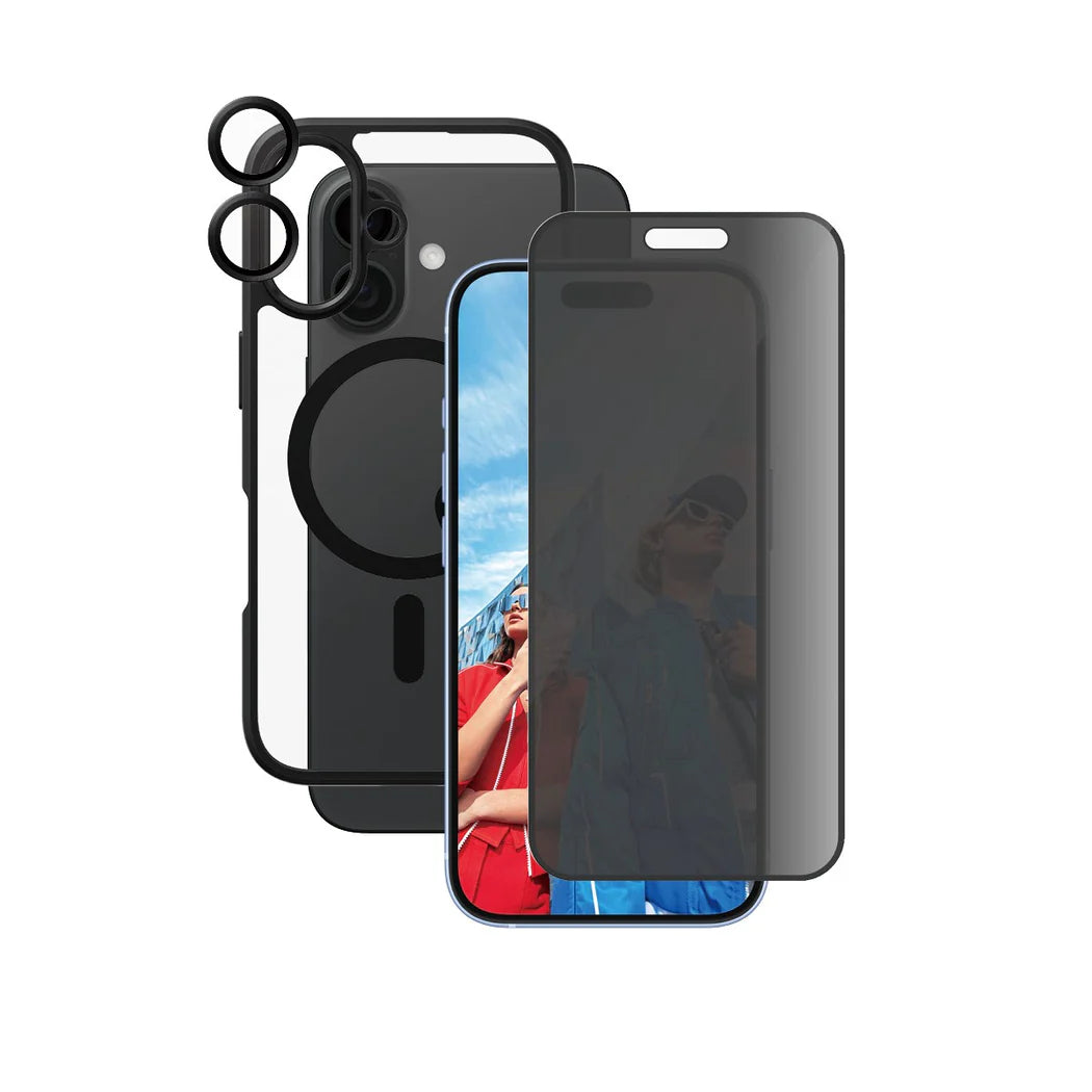 مجموعة CARE by PanzerGlass® الرائدة 3 في 1 لحماية الخصوصية لهاتف iPhone 16