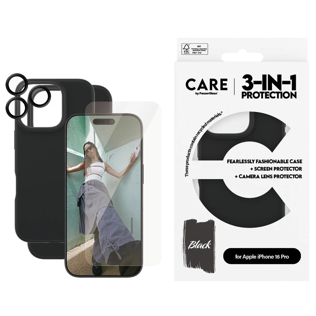 مجموعة CARE by PanzerGlass Fashion 3 في 1 لهاتف iPhone 16 Pro