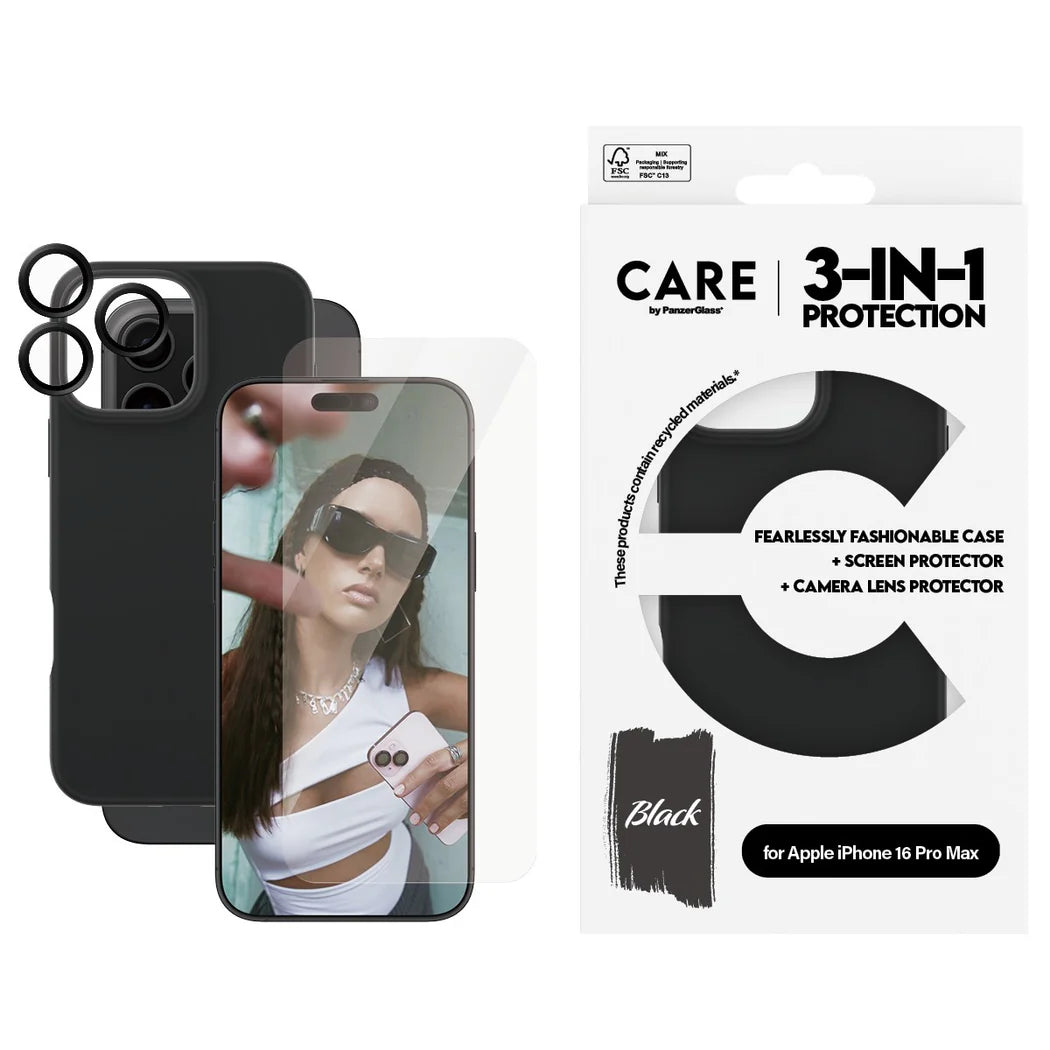 مجموعة CARE by PanzerGlass Fashion 3 في 1 لهاتف iPhone 16 Pro Max