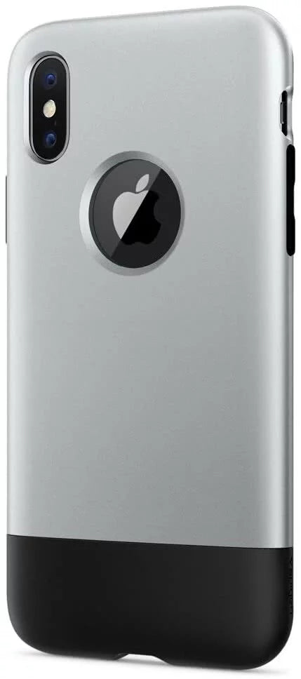 جراب SPIGEN - جراب iPhone X/XS الكلاسيكي باللون الرمادي الألومنيوم (057CS23345)