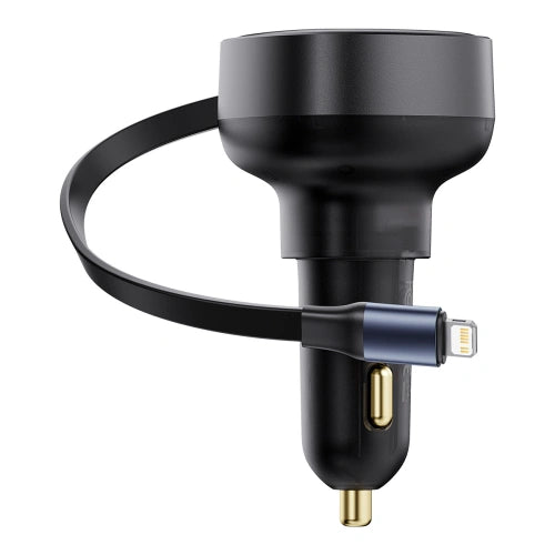 شاحن سيارة Baseus Enjoyment Pro مع كابل Lightning + USB-C ، 55 واط (أسود)