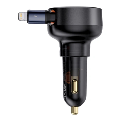 شاحن سيارة Baseus Enjoyment Pro مع كابل Lightning + USB-C ، 55 واط (أسود)