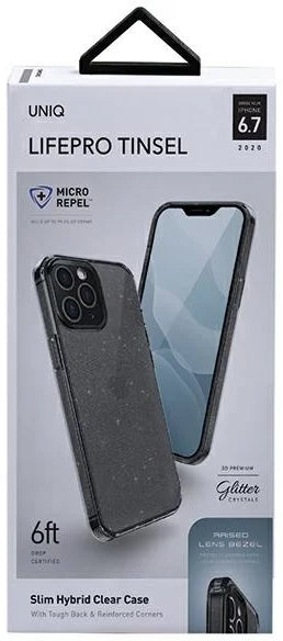 Uniq Capa Etui Lifepro Tinsel iphone 12 Pro Max 6,7" Czarny/vapour Smoke