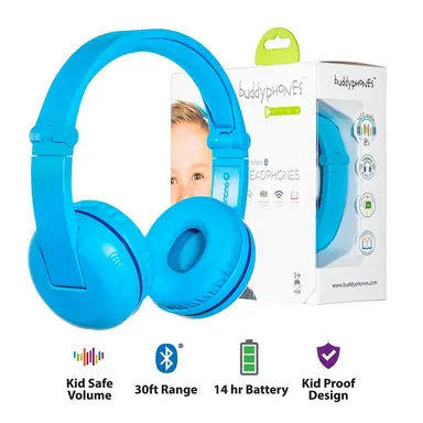 سماعات رأس بلوتوث Buddyphones تعمل باللون الأزرق الجليدي