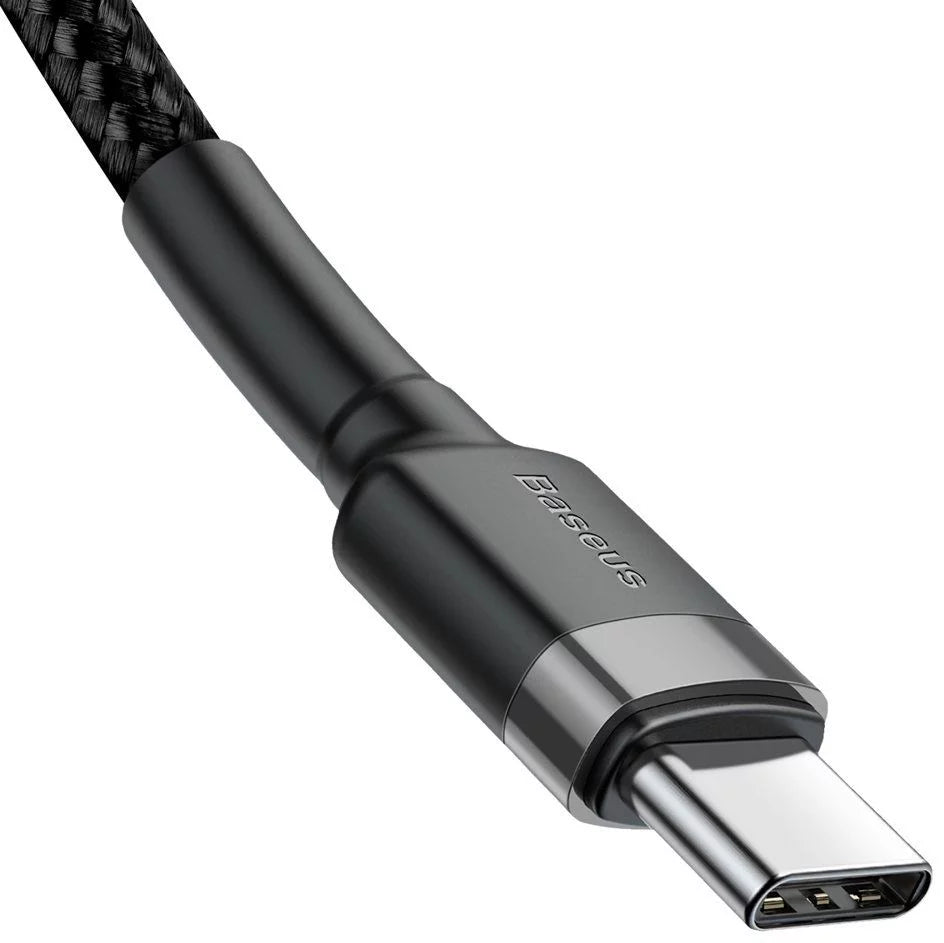 كابل Baseus Cafule PD2.0 60W للشحن السريع USB لـ Type-C (20V 3A) 2 متر رمادي + أسود