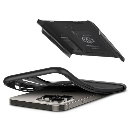 جراب Spigen Slim Armor فائق النحافة باللون الأسود مع حامل - لهاتف iPhone 14 Pro