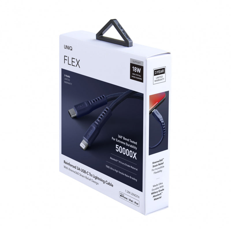 كابل يونيك فليكس سترين ريليف USB-C إلى لايتنينج بطول 1.2 متر - أزرق