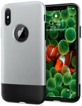 جراب SPIGEN - جراب iPhone X/XS الكلاسيكي باللون الرمادي الألومنيوم (057CS23345)