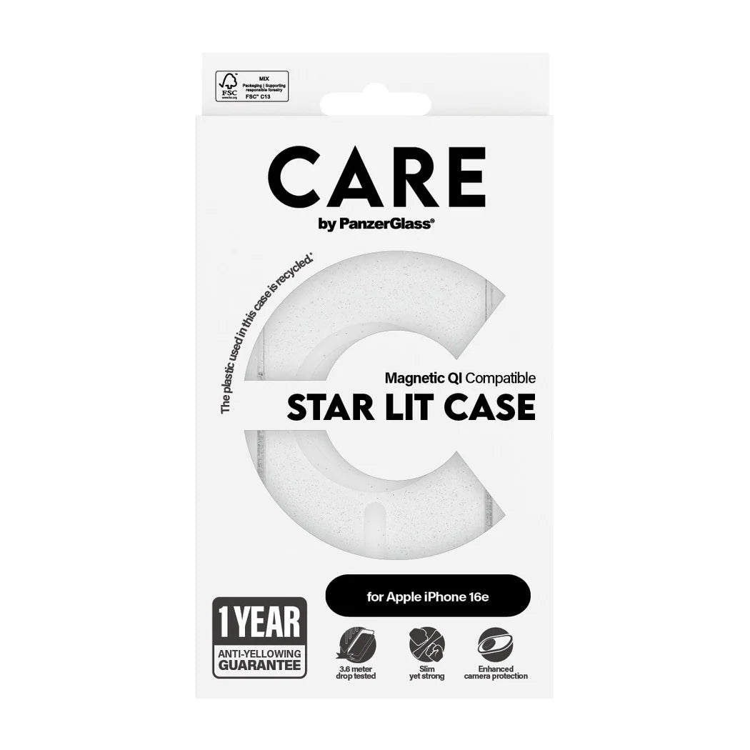 جراب CARE by PanzerGlass الرائد Urban Combat Star Lit مع MagSafe أبيض لهاتف iPhone 16e
