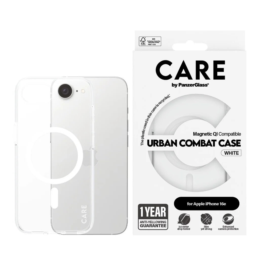 جراب CARE by PanzerGlass® الرائد الشفاف Urban Combat لهاتف iPhone 16e