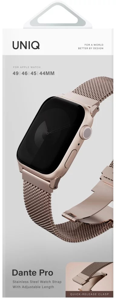 UNIQ DANTE PRO APPLE WATCH SELF-ADJUSTABLE MESH STEEL BAND 49/46/45/44MM - METALLIC ROSE
