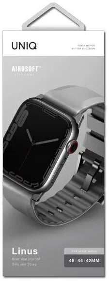 سوار سيليكون Uniq Linus Airosoft لساعة Apple Watch مقاس 42/44/45/49 مم - رمادي طباشيري