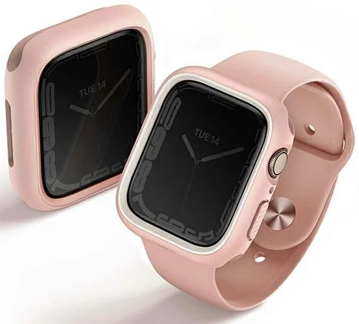جراب UNIQ Moduo لساعة Apple Watch Series 4/5/6/7/8 / SE 44 / 45 مم أبيض وردي (UNIQ-45MM-MDPNKWHT) 