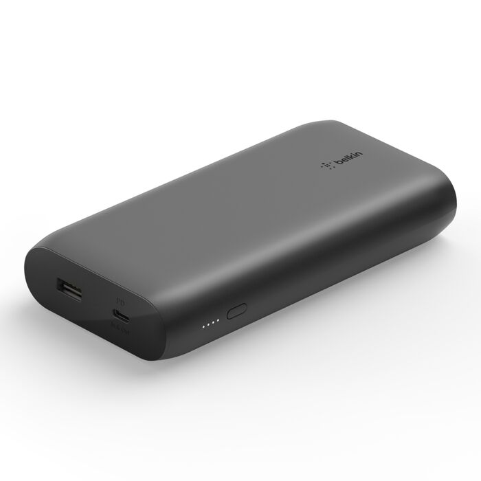 شاحن محمول من Belkin - كابل USB-C متضمن - بنك طاقة USB-C PD 20000 مللي أمبير/ساعة أسود