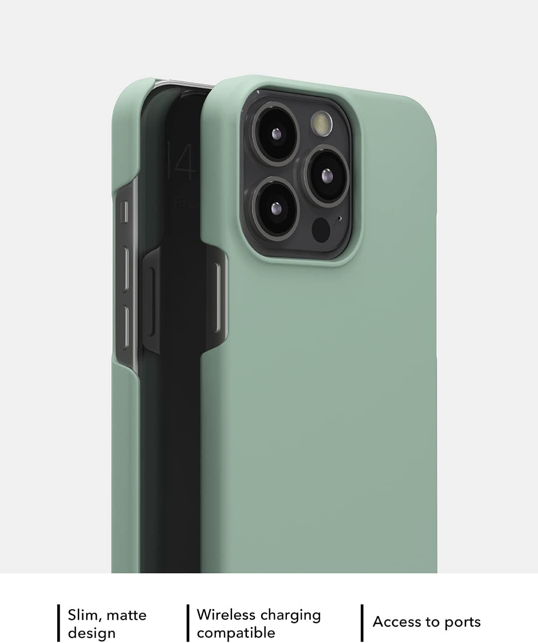 جراب Ideal of Sweden النحيف لهاتف iPhone 13، يدعم الشحن اللاسلكي، جراب هاتف متين من البولي كربونات غير اللامع مع مضاد للانزلاق (أخضر حكيم)