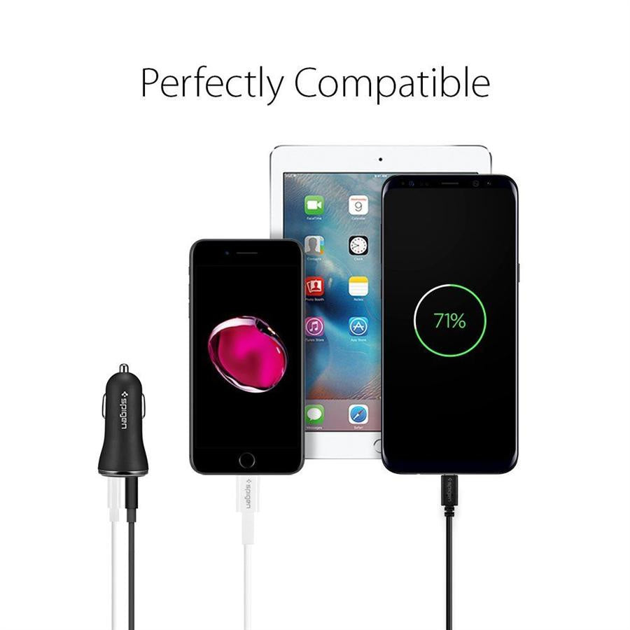شاحن سيارة SPIGEN F27QC QC3.0 ثنائي المنفذ أسود