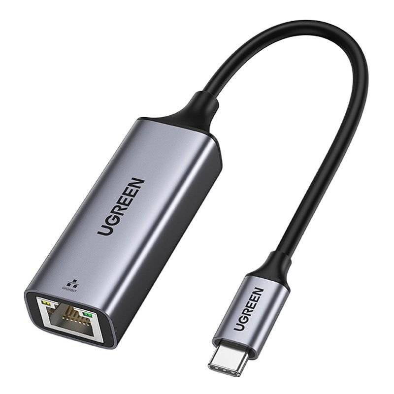 محول شبكة خارجي من Ugreen بمنفذ USB من النوع C (1000 ميجابت في الثانية / 1 جيجابت في الثانية) جيجابت إيثرنت باللون الرمادي
