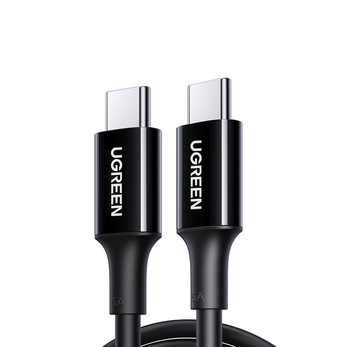 كابل UGREEN US300 USB-C إلى USB-C، 100 واط، 5 أمبير، 1 متر أسود
