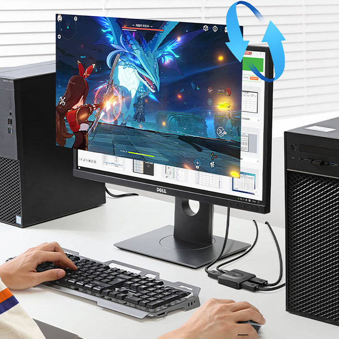 مفتاح UGREEN DisplayPort DP ثنائي الاتجاه باللون الأسود