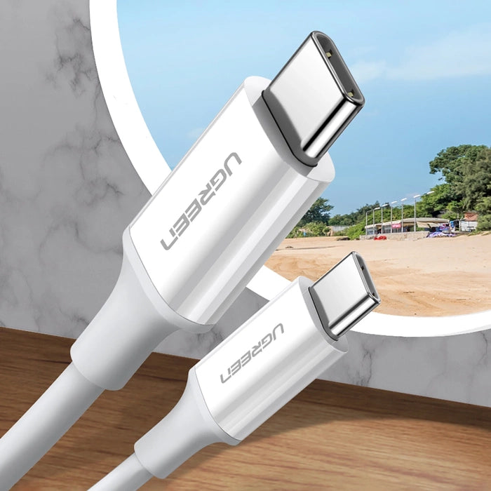 كابل يوجرين USB-C / USB-C PD QC AFC بطول 1 متر - أبيض