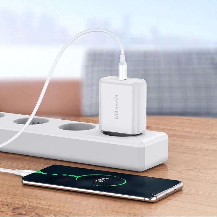 كابل يوجرين USB-C / USB-C PD QC AFC بطول 1 متر - أبيض