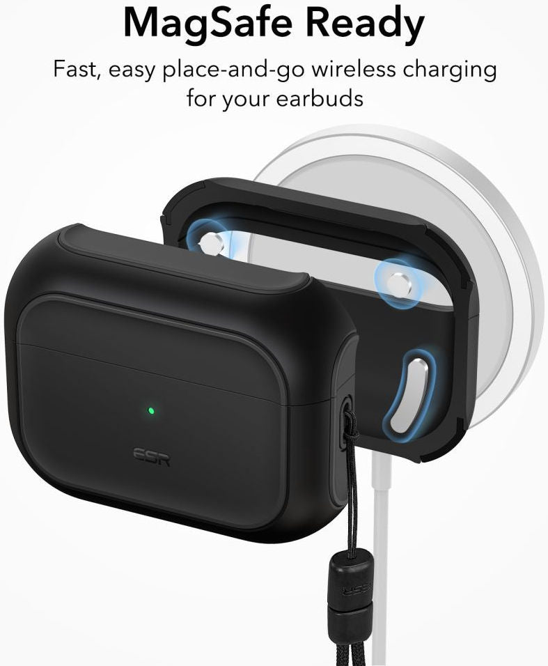 حافظة ESR Orbit Hybrid Halo Lock لسماعات Apple AirPods Pro 1/2 MagSafe باللون الأسود