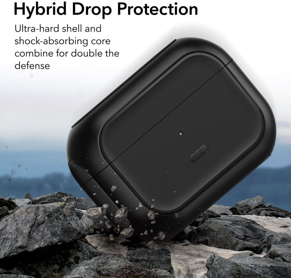 حافظة ESR Orbit Hybrid Halo Lock لسماعات Apple AirPods Pro 1/2 MagSafe باللون الأسود