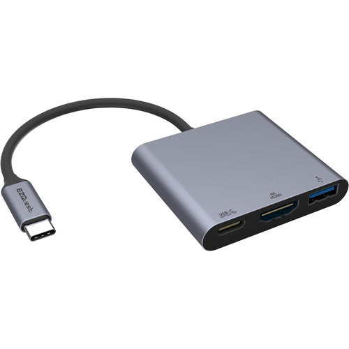 محول الوسائط المتعددة EZQuest بثلاثة منافذ USB من النوع C مع الشحن