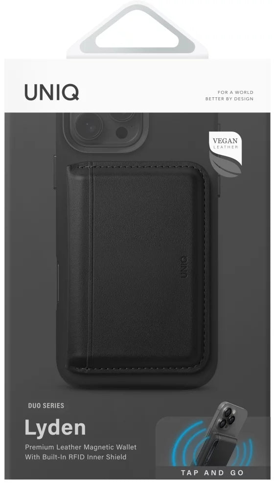 UNIQ Magnetic RFID wallet Lyden DS stand phone black (UNIQ-LYDENDSMW-DBLKFGRY)