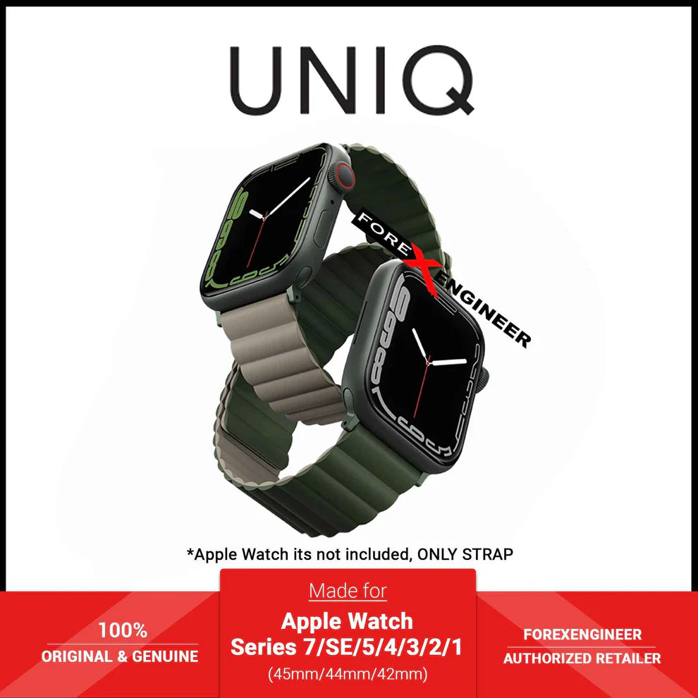 UNIQ Revix Magnetic Silicone Strap for Apple Watch Series 45/44/42mm Pine Green