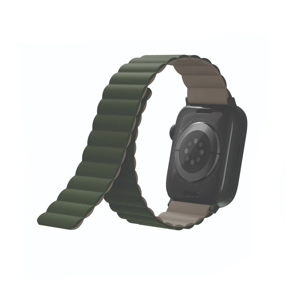 UNIQ Revix Magnetic Silicone Strap for Apple Watch Series 45/44/42mm Pine Green