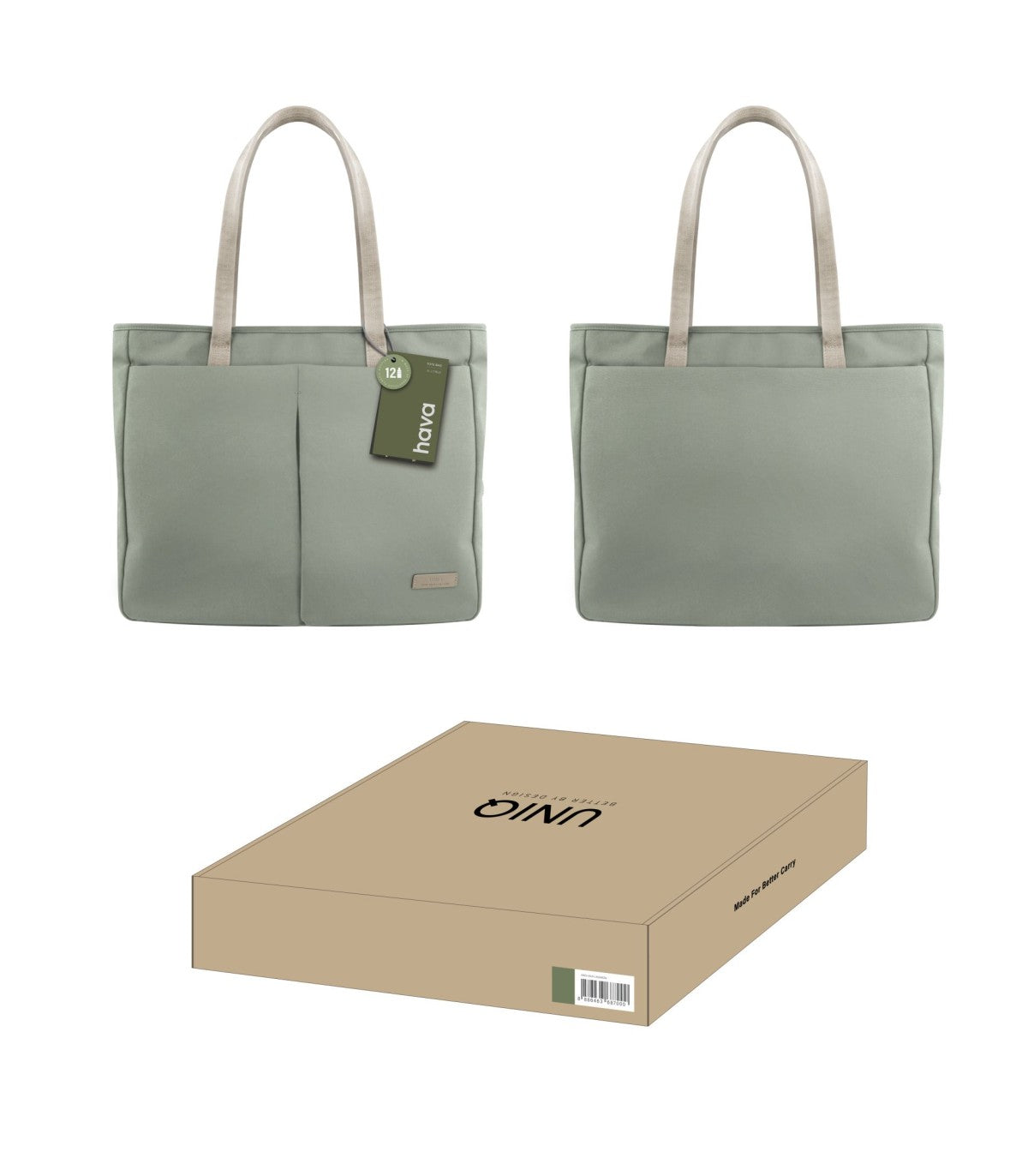 UNIQ laptop bag Hava 16" laurel green RPET