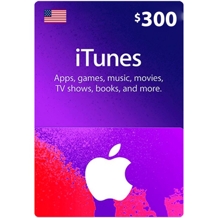 بطاقة هدايا Apple بقيمة 300 دولار أمريكي - رصيد متجر تطبيقات iTunes في الولايات المتحدة فقط 