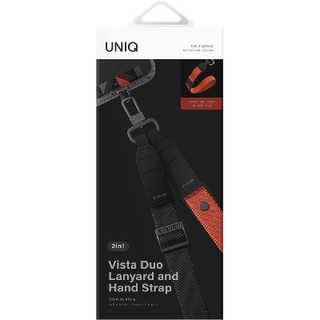 Uniq Vista Duo 2-in-1 Lanyard and Hand Strap Phone Lanyard, Charcoal Amber