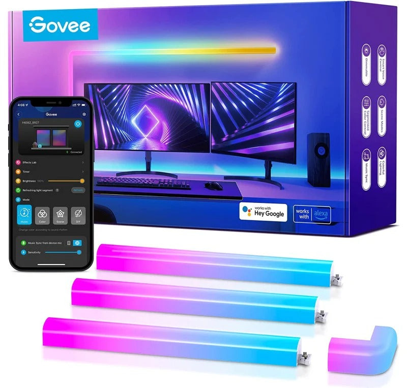 Govee Glide Rgbic Led Wall Lights, Smart Rgbic Wall Sconces For Gaming Tv Bedroom Streaming- H6062