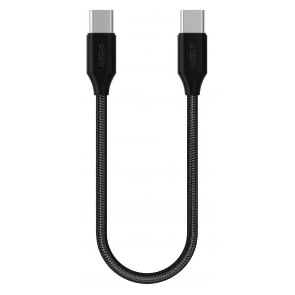 Green Lion 2A Braided Type-C to Type-C Cable 30cm Black – GN30CMCTC