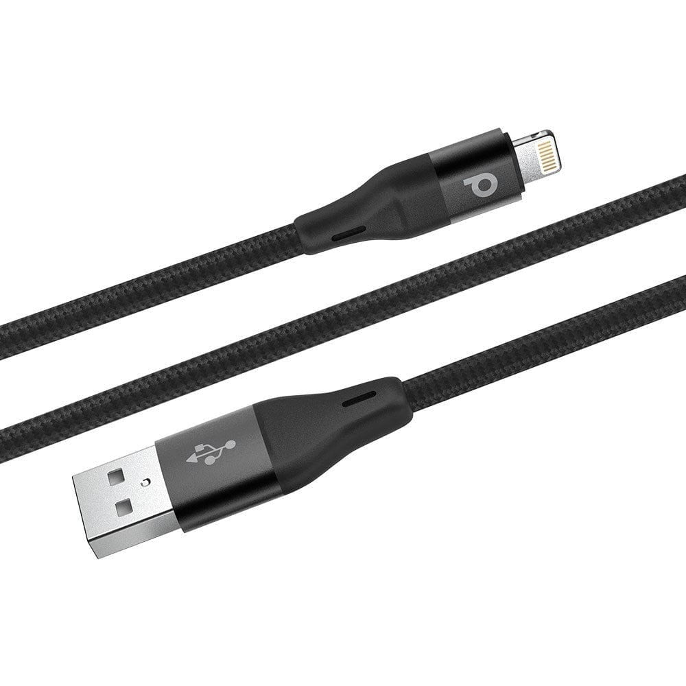 Porodo PD-ALBR22-BK Aluminum Braided Lightning Cable 2.2m 2.4A Black