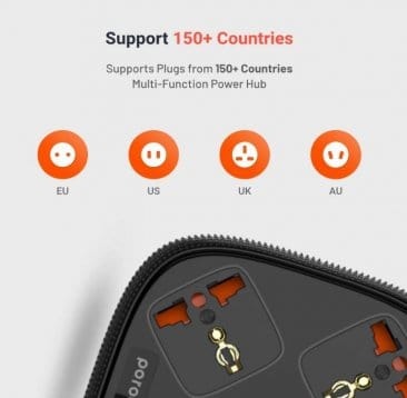 Porodo (3A Auto-ID USB Ports + 1Quick Charge USB 3.0) With 3 Universal Power Socket 10A 2 meters
