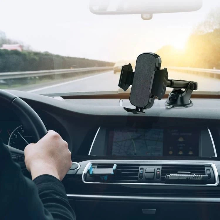 Porodo PD-RVCMDS-BK 360 Rotatable Car Mount With Double Lock System, Extended Neck, Easy Release - Black