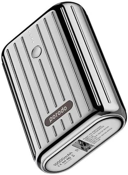 Porodo Power Bank PD Ultra-Compact Wireless Portable Power Bank 10000mAh 18W Power Delivery & Quick Charge 3.0 (Silver, 10000mAh)
